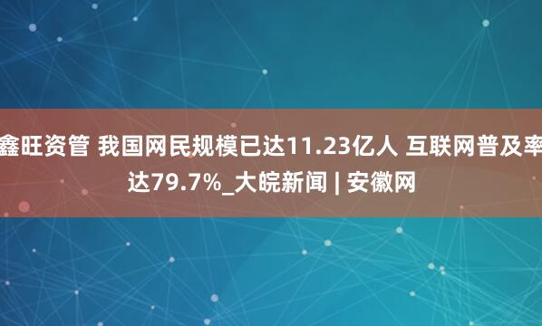 鑫旺资管 我国网民规模已达11.23亿人 互联网普及率达79.7%_大皖新闻 | 安徽网