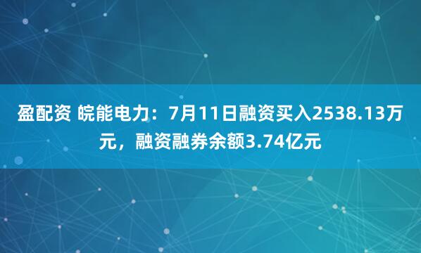 盈配资 皖能电力：7月11日融资买入2538.13万元，融资融券余额3.74亿元